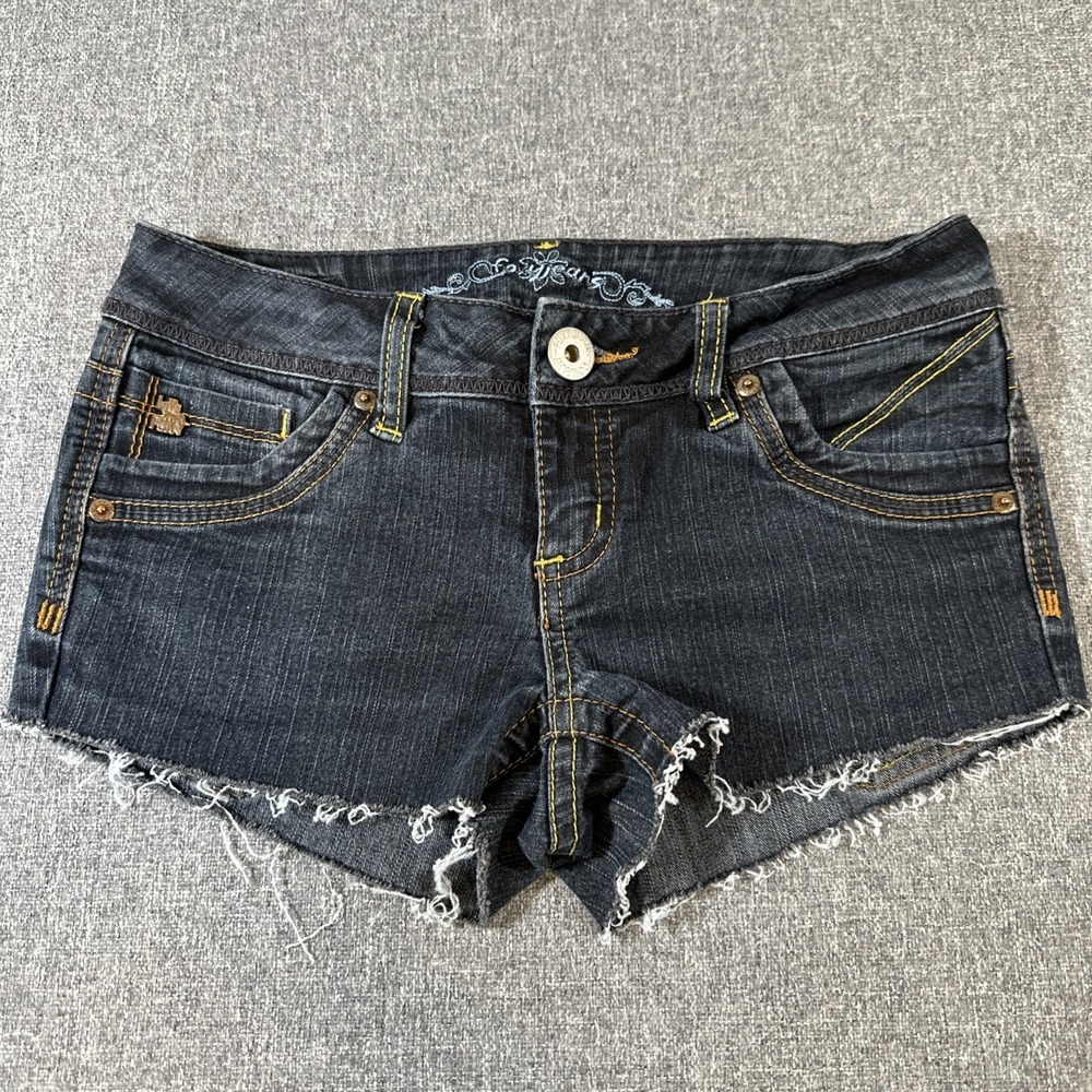 Foxy Jeans Womens Denim Cutoff Shorts Size 5 26-27 Dark Wash Stretch Low Rise